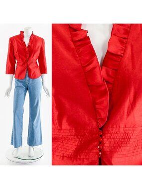Coral Ruffle Peplum Jacket Dynasty Jacket